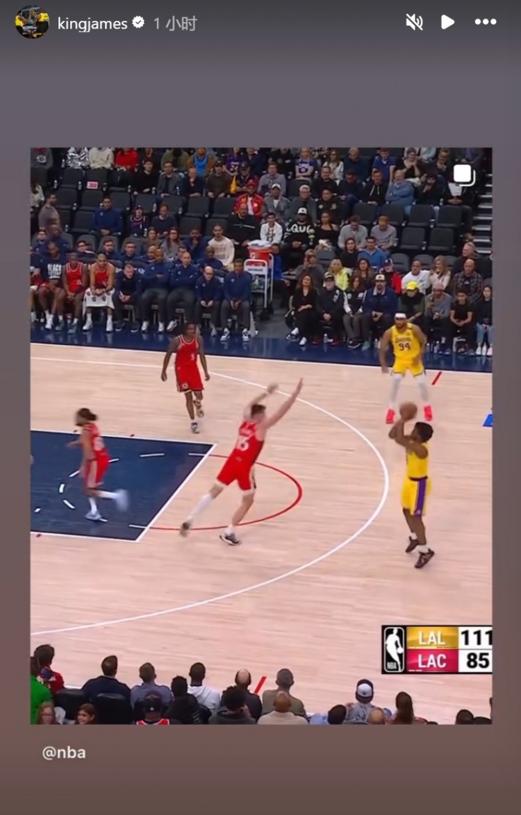 為你驕傲！布朗尼投進(jìn)NBA生涯首記三分球！詹姆斯賽后轉(zhuǎn)發(fā)