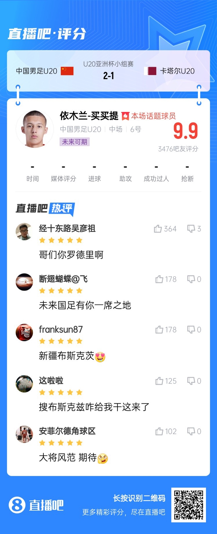 依木蘭+陳澤仕泰山中場連線！19歲依木蘭獲封：新疆布斯克茨！